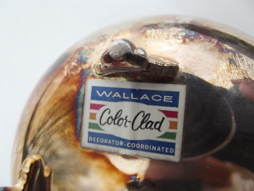 Wallace color clad silver plate revere bowl, copper colored enamel