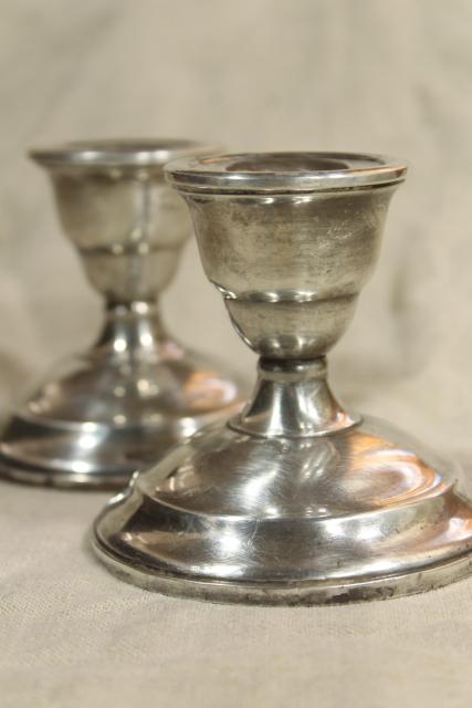 Watrous weighted sterling silver candle holders, vintage low candlesticks pair