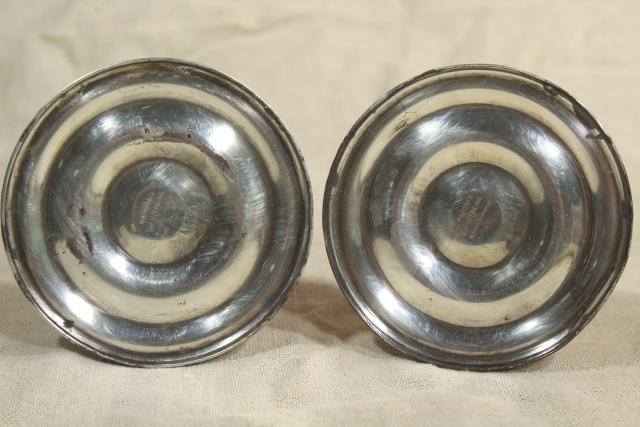 Watrous weighted sterling silver candle holders, vintage low candlesticks pair