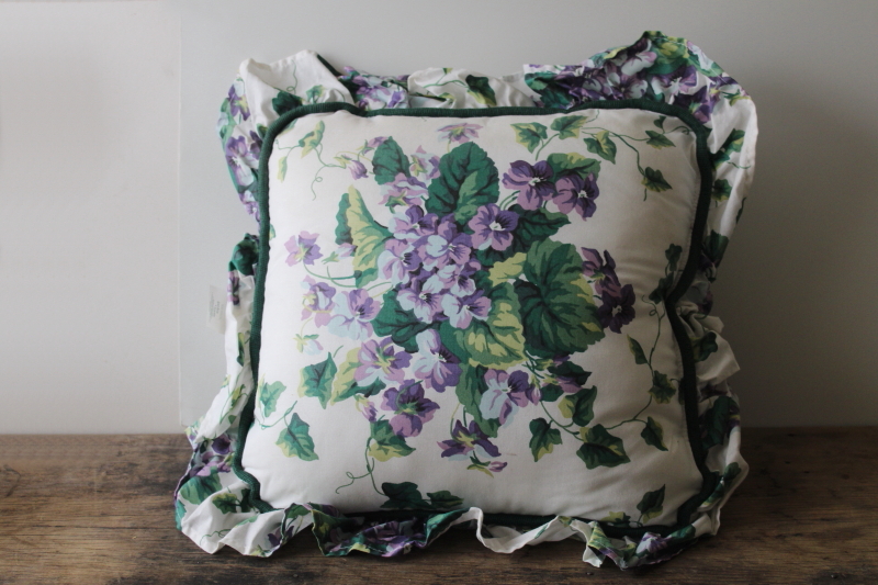 Waverly Garden Room Sweet Violets floral print cotton chintz throw pillow