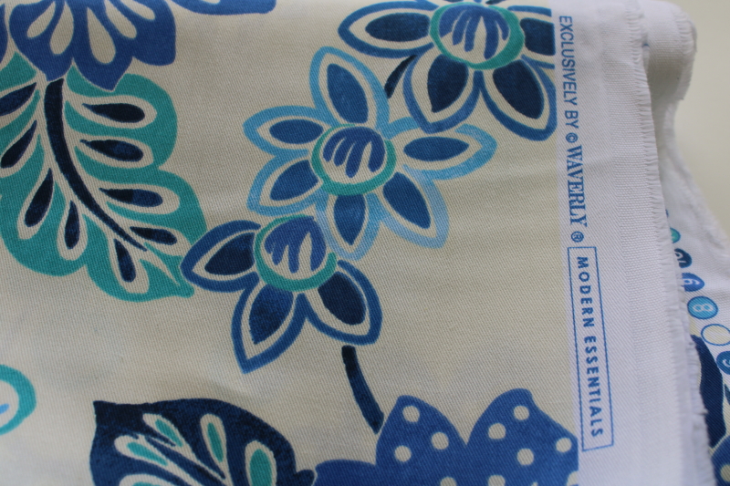 Waverly Modern Essentials cotton fabric tilt  twirl blueberry blue ming style floral