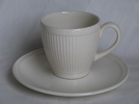 Wedgewood Windsor ribs & dots creamware china cups & saucers, 6 cup & saucer sets