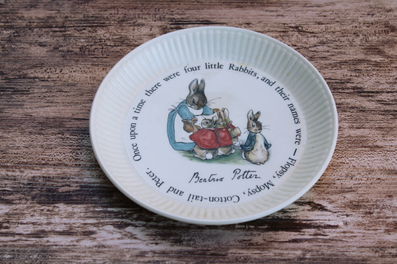 Wedgwood Beatrix Potter Peter Rabbit china plate, Flopsy, Mopsy, Cotton tail and Peter