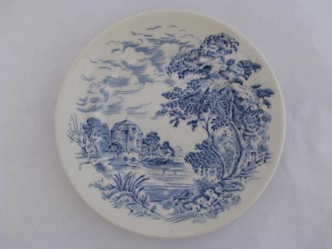 Wedgwood Countryside, lot of bread & butter or dessert plates, vintage blue/white china