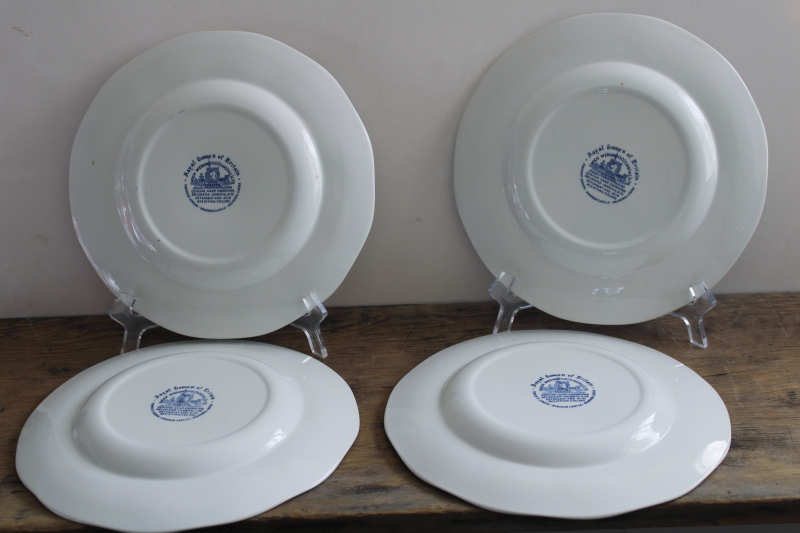 Wedgwood Royal Homes of Britain vintage blue  white china dinner plates