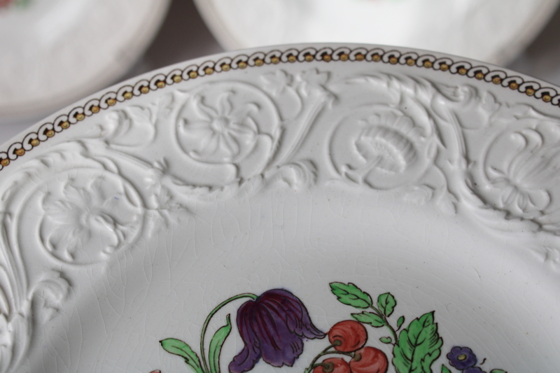 Wedgwood Windermere vintage china luncheon plates, floral center w/ Patrician embossed border