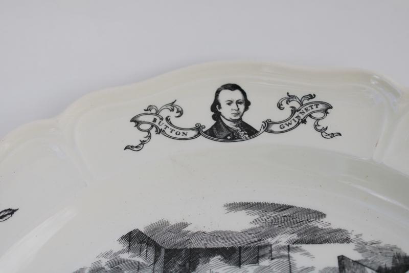 Wedgwood black transferware china plate Georgia 1776 scenes of American history