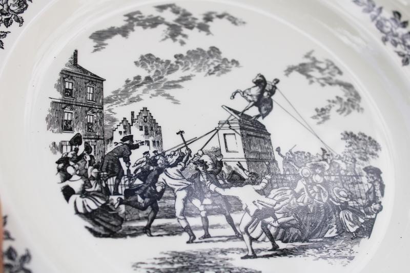 Wedgwood black transferware china plate New York 1776 scenes of American history