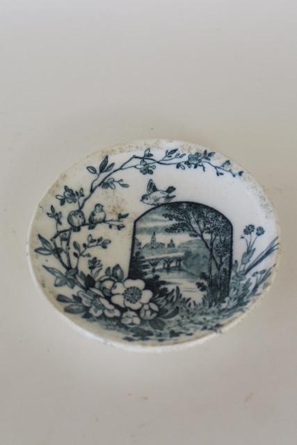 Wedgwood china butter pat plate antique Edinburg blue & white aesthetic vintage transferware