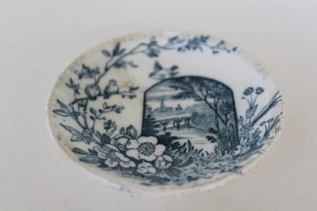 Wedgwood china butter pat plate antique Edinburg blue & white aesthetic vintage transferware
