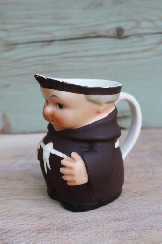 Western Germany vintage Goebel china Friar Tuck monk creamer, figural cream pitcher