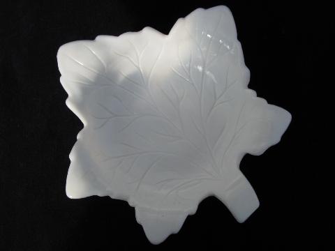Westmoreland vintage milk glass leaves, leaf plate & bowl