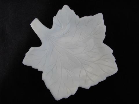 Westmoreland vintage milk glass leaves, leaf plate & bowl