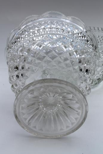 Wexford pattern Anchor Hocking glassware, big glass salad bowl & footed centerpiece trifle