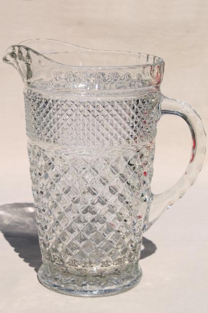 Wexford waffle Anchor Hocking crystal clear glass lemonade set pitcher & tumblers