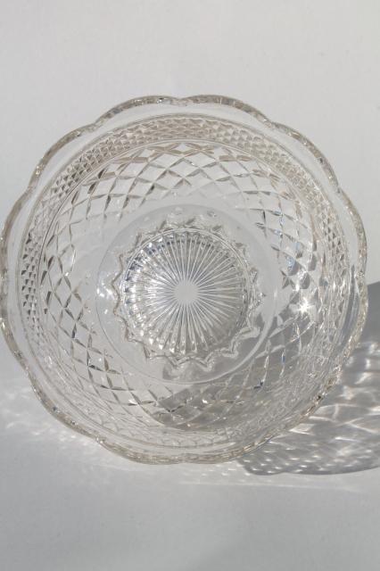 Wexford waffle vintage Anchor Hocking pressed glass fruit bowl, clear color