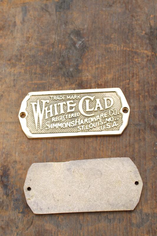 White Clad solid brass name plates, reproduction hardware for antique icebox