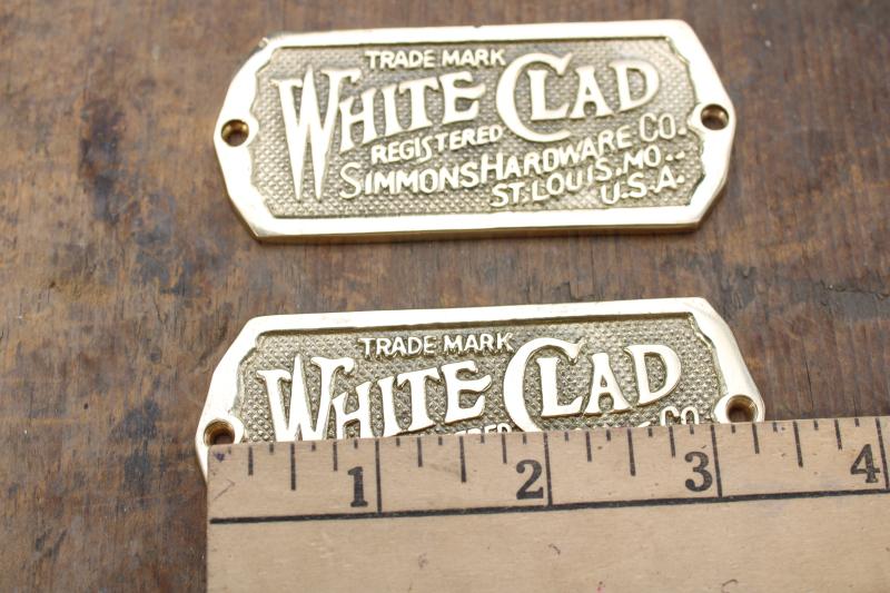 White Clad solid brass name plates, reproduction hardware for antique icebox