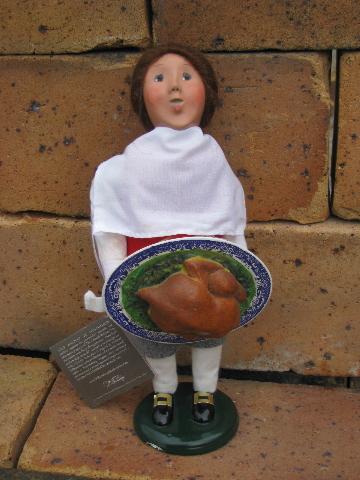 Williamburg boy w/ Christmas turkey, Byers Choice caroler figure