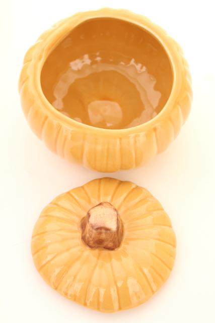 Williams Sonoma fall pumpkin soup tureen & set of 8 covered bowls for Halloween Thanksgiving