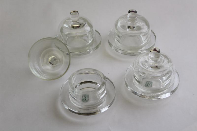 Williams Sonoma individual covered butter dishes w/ glass cloche dome covers