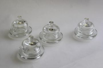 Williams Sonoma individual covered butter dishes w/ glass cloche dome covers