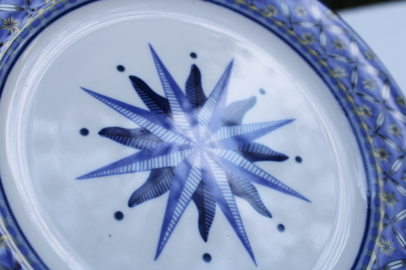 Williamsburg blue white star Victoria  Beale porcelain china set of salad plates