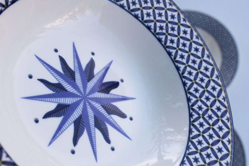 Williamsburg blue  white star Victoria  Beale porcelain china set of soup bowls