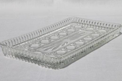 Windsor Pattern Pressed Glass Butter Dish And Relish Tray Vintage Indiana Glass 5913