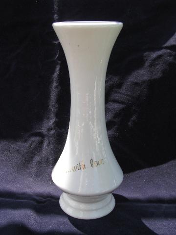 'With Love' motto, vintage Haeger pottery vase for Valentine's Day