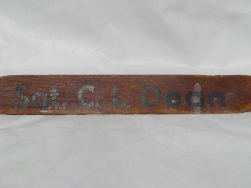 World War Two vintage wood office pool desk sign painted for sergeant