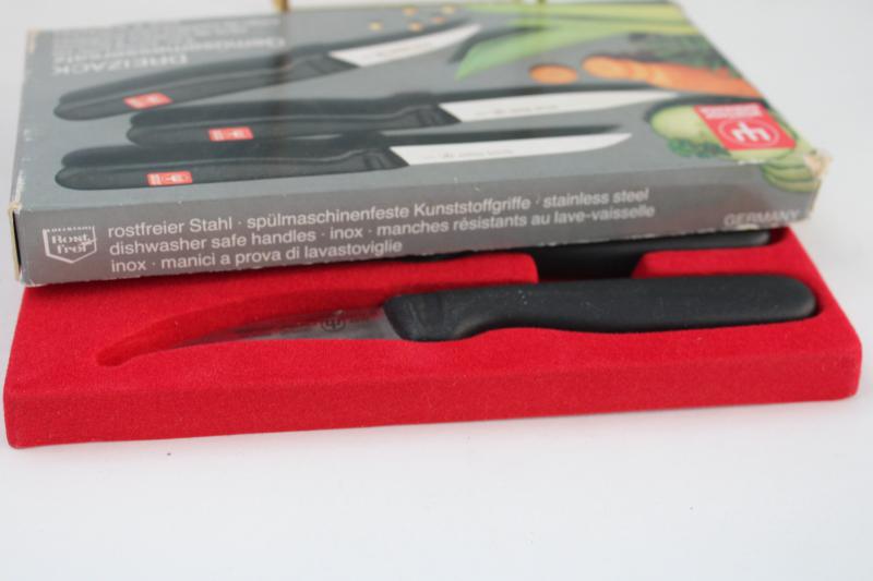 Wusthof Dreizack paring knives, unused knife set in original box Germany