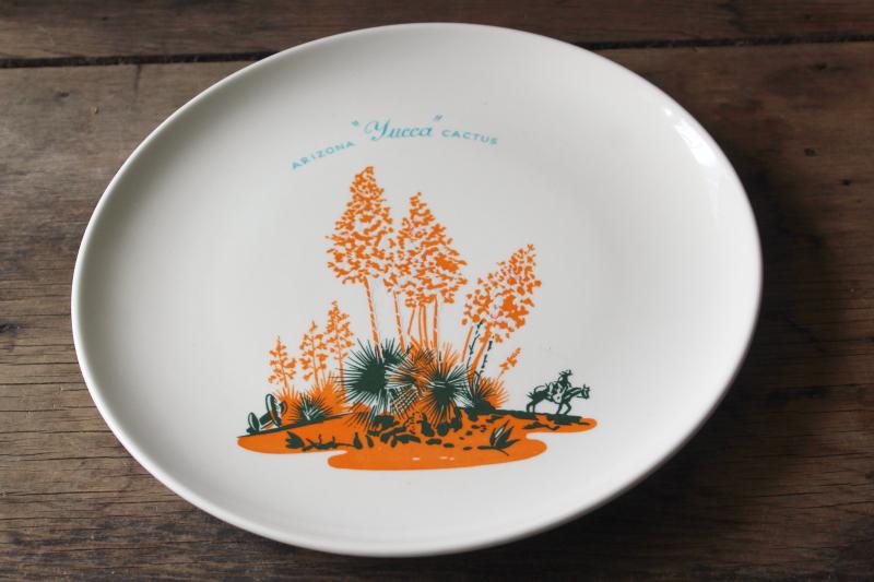 Yucca dinner plate, vintage Arizona Cactus dinnerware Universal pottery Blakely pattern