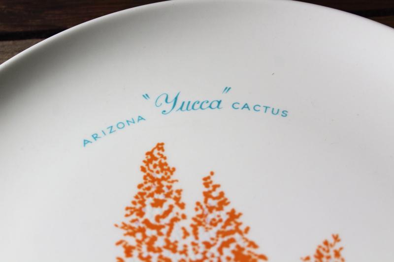 Yucca dinner plate, vintage Arizona Cactus dinnerware Universal pottery Blakely pattern
