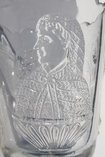 actress pattern pressed glass spooner with Maud Granger, Mary Anderson