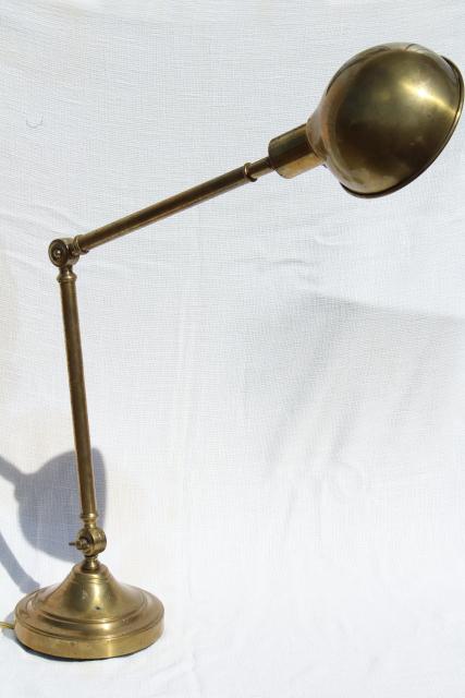 adjustable brass drafting work light, helmet shade desk lamp Jielde industrial style