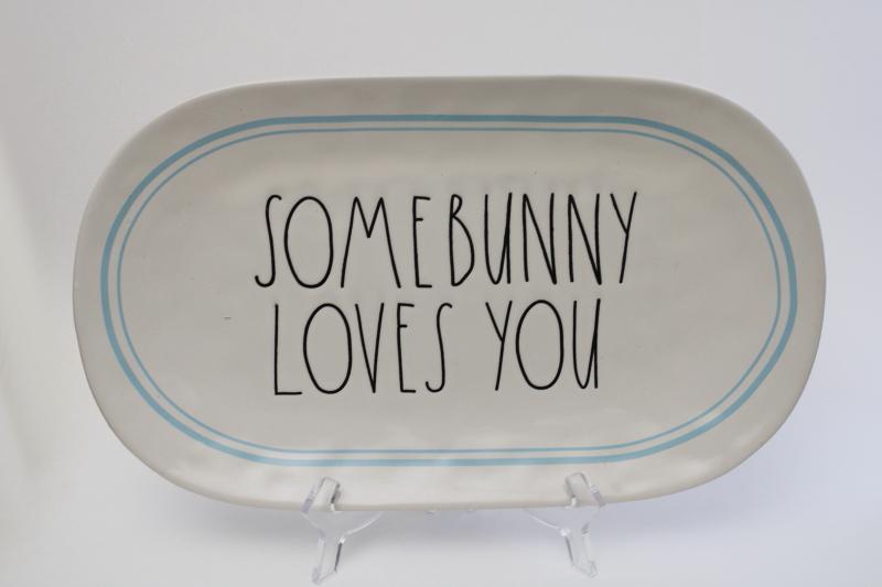 ae Dunn platter for Easter, farmhouse style spring decor Some Bunny Loves You
