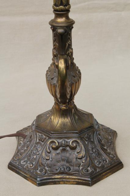 aesthetic antique art nouveau lamp, aladdin's lamp base w/ twin light pull chain lights