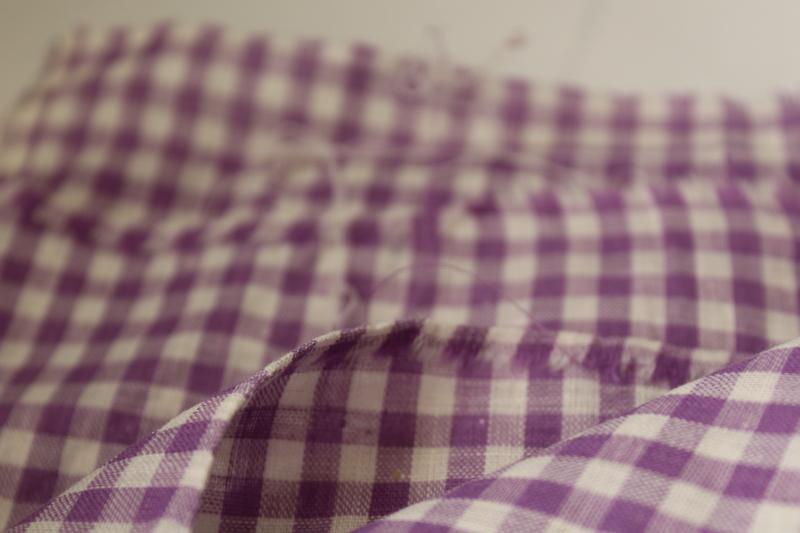 all cotton vintage gingham fabric, lavender purple & white 36 wide 3 yards