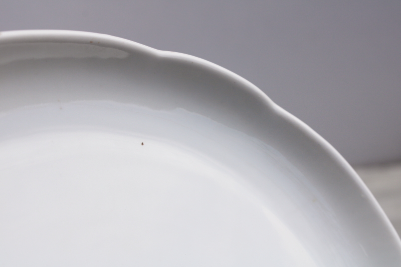 all white vintage ironstone china crescent shape salad plates Apilco France