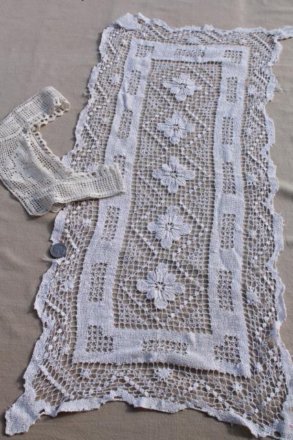 all white work vintage crochet lace & linens lot, doilies, table mats & centerpieces