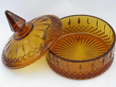 amber colored glass, vintage candy dishes lot for Halloween & Thanksgiving