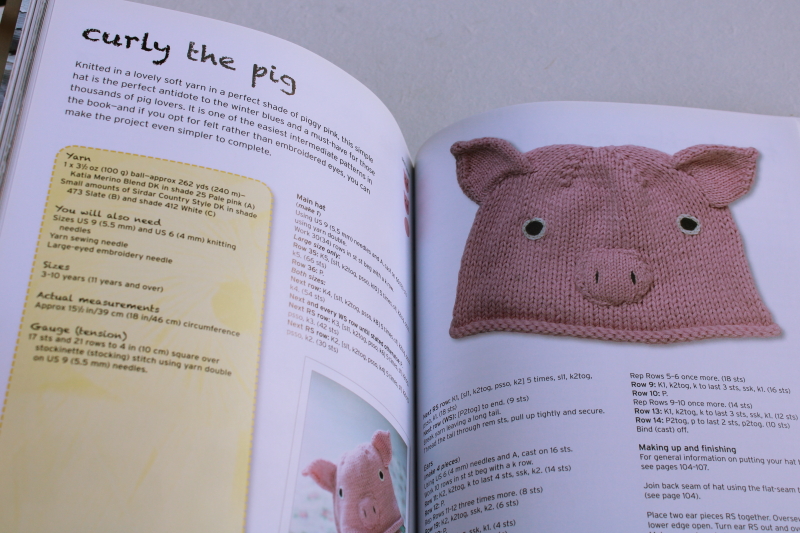 animal hats patterns to knit w/ charted designs, out of print knitting book