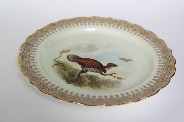 antique 1800s ironstone game birds bird plate, Geo Shreve Royal Worcester china