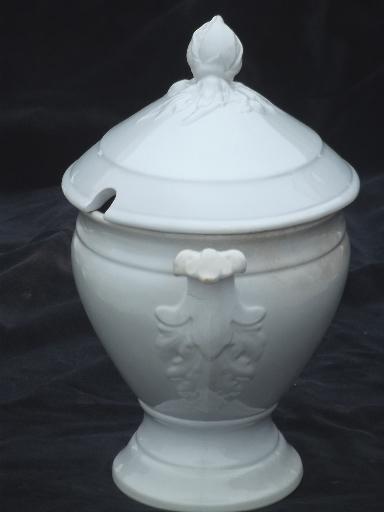 antique 1800s vintage Davenport china white ironstone tureen or covered dish