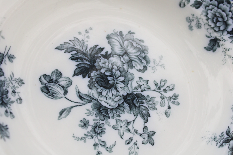 antique 1800s vintage English ironstone china plate flow dark blue transferware
