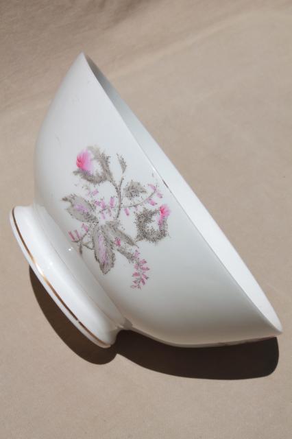 antique 1860s wedding punch bowl, civil war vintage moss rose ironstone china