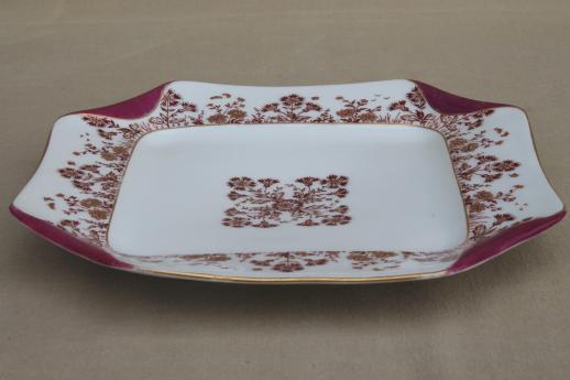 antique 1880s Haviland Limoges china tray or serving plate w/ folded handkerchief edge 