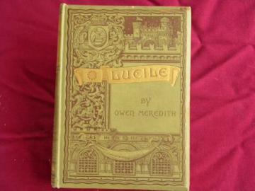 antique 1880s Lucile illustrated poetry w/ Victorian gilt art binding