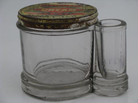 antique 1901 Diamond Ink glass jar paste pot, rare original vintage lid